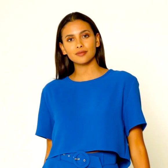 LAVENDER BROWN Royal Blue Crop Top NWT - Picture 4 of 7